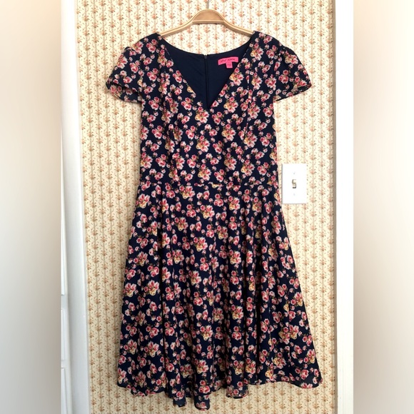 Betsey Johnson Floral Print Chiffon Fit & Flare Dress | 12 - Picture 3 of 7